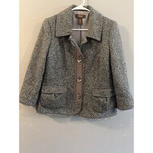 Victor‎ Alfaro Barneys NY 12 Skirt Blazer Tweed Charcoal Gray Lined Suit Womens
